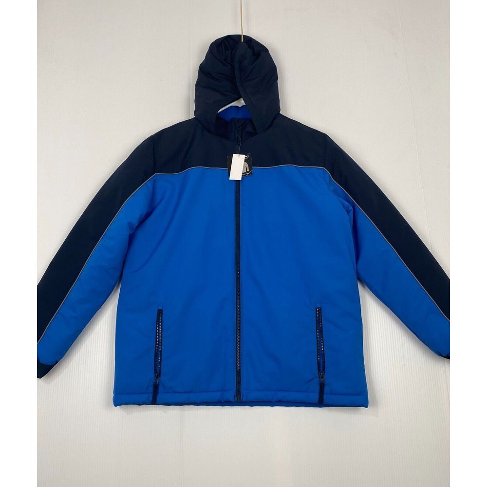 Roebuck & Co Boys Puffer Jacket‎ XL 18/20 Hooded Blue Comfort Pockets Coat